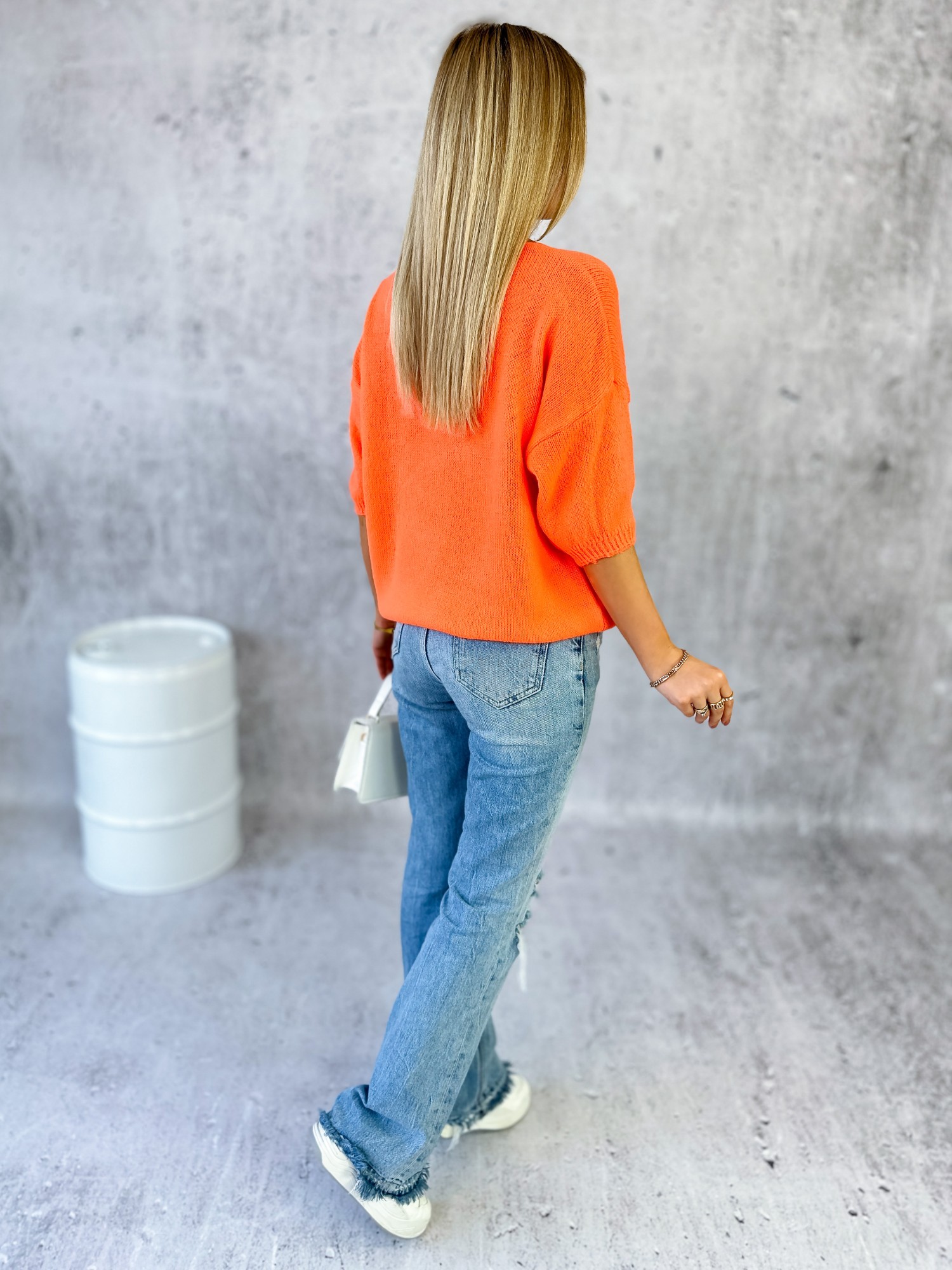 Sweter Bonjour Neonowy Pomarańczowy Sweter Bonjour Neonowy Pomarańczowy