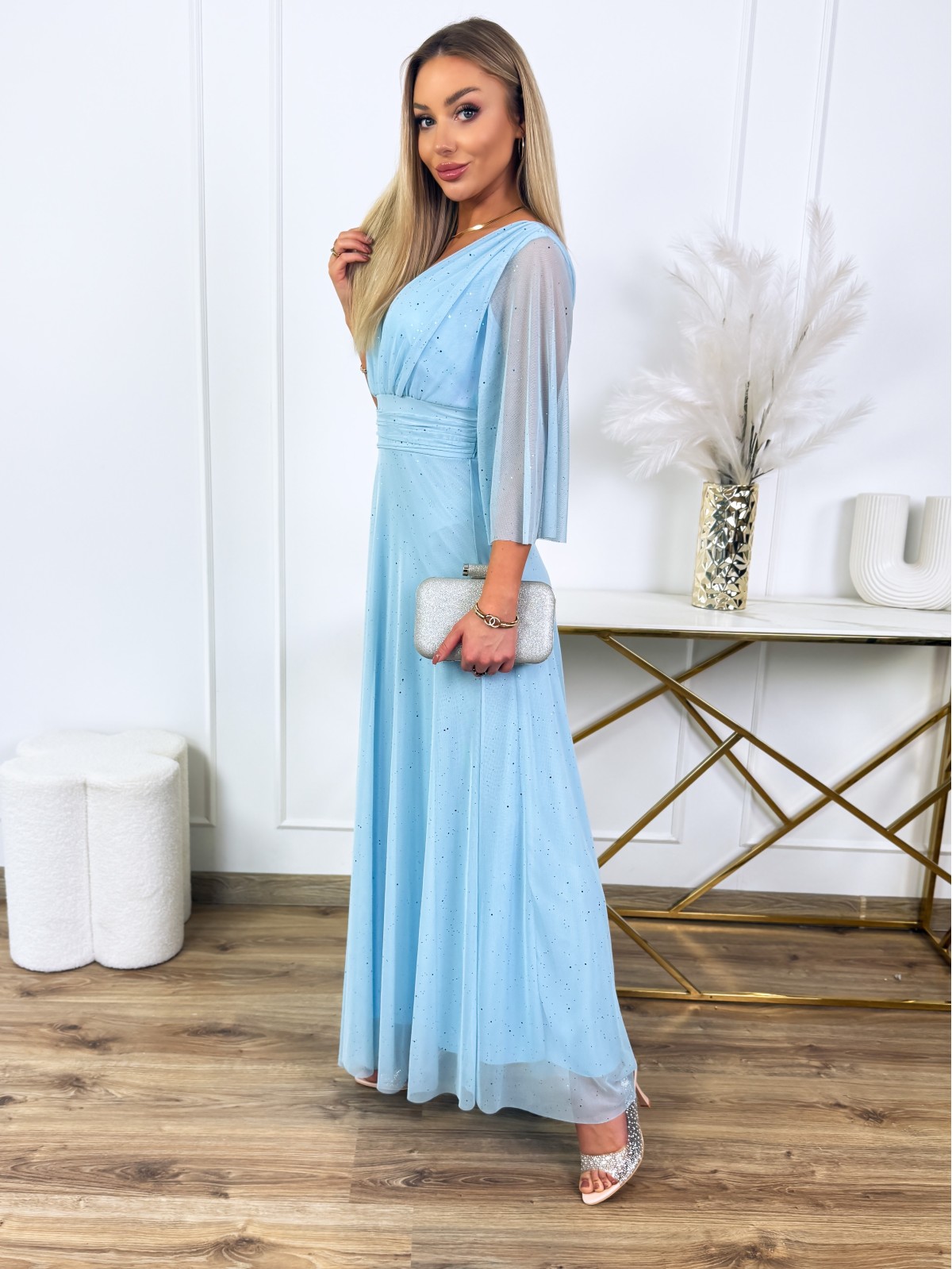 Sukienka Tiulowa Vietta Błękitna