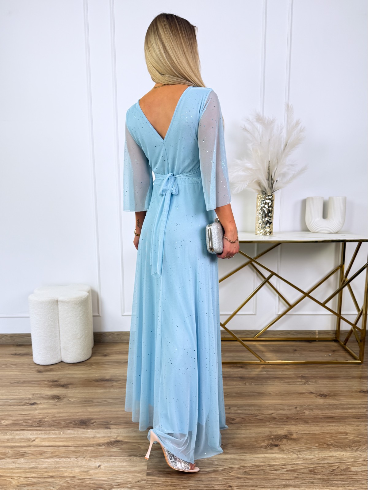 Sukienka Tiulowa Vietta Błękitna