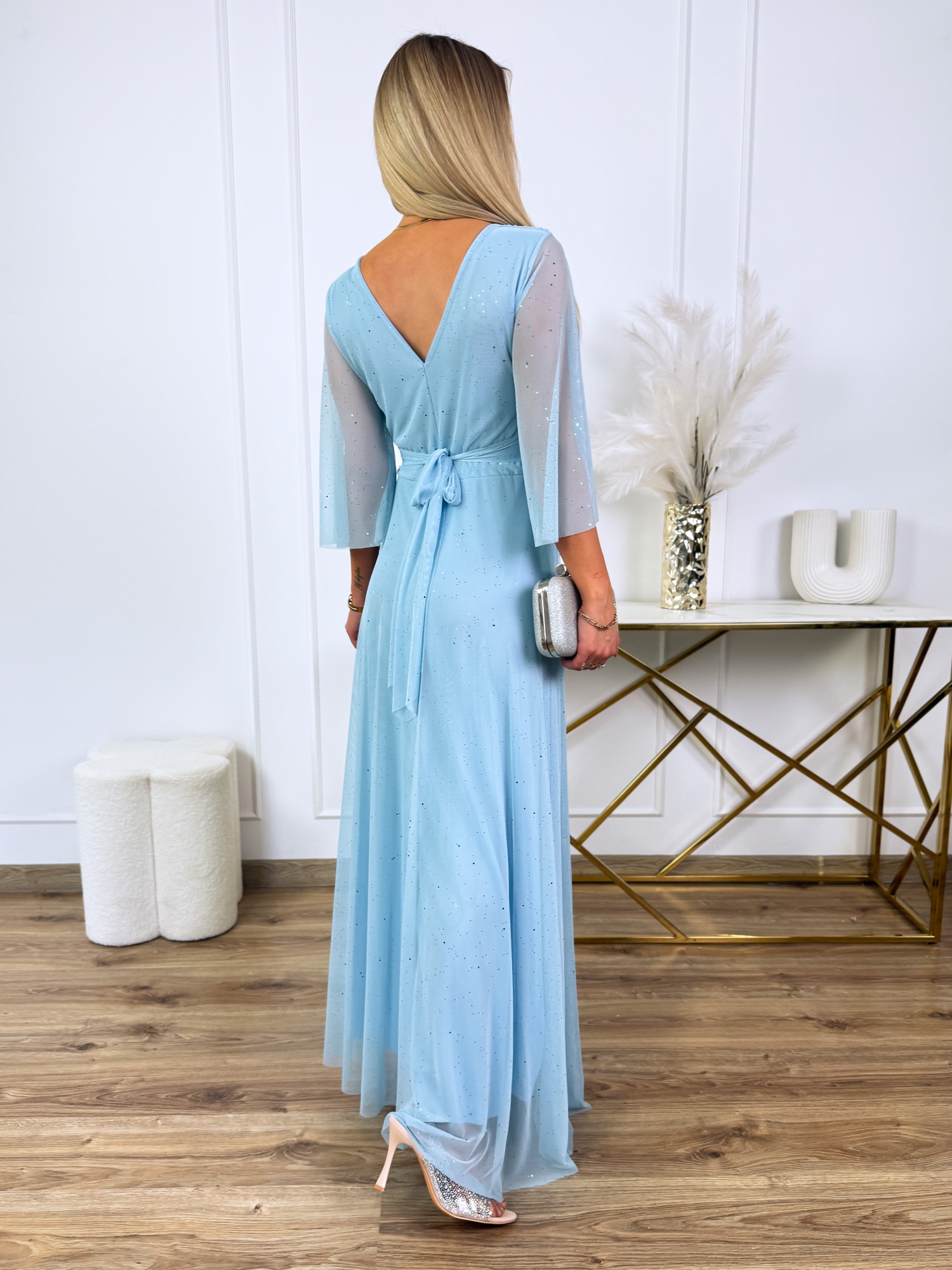 Sukienka Tiulowa Vietta Błękitna