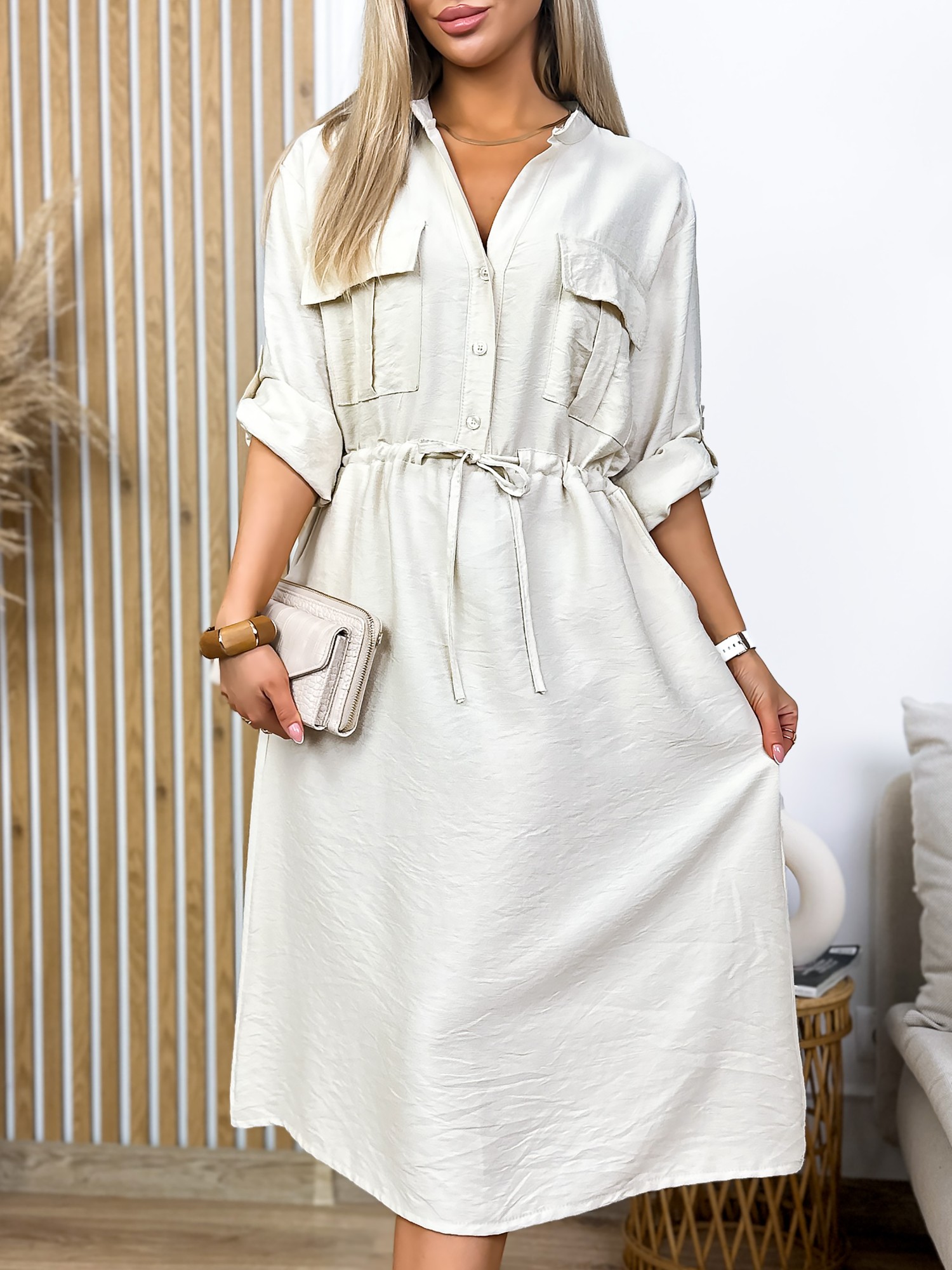 Sukienka Fabienne Jasnobeżowa Sukienka Fabienne Jasnobeżowa
