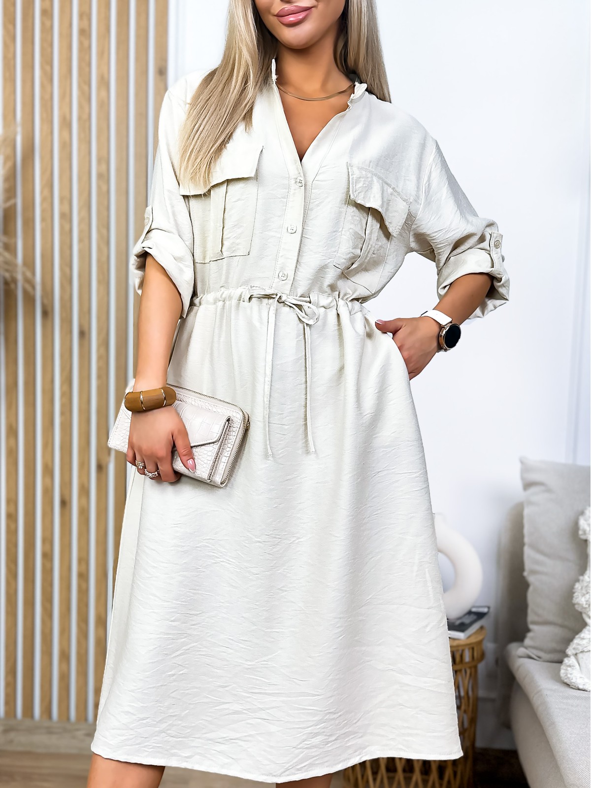 Sukienka Fabienne Jasnobeżowa Sukienka Fabienne Jasnobeżowa