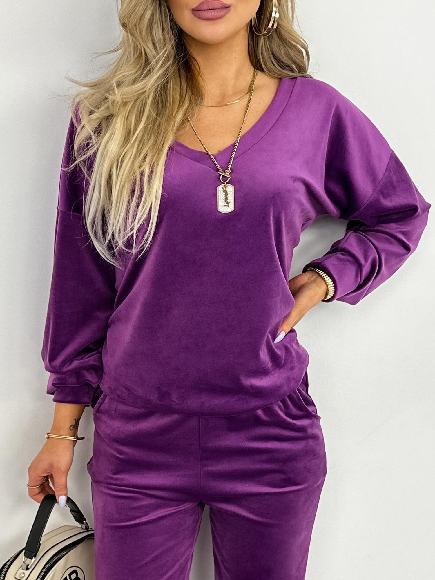 Dres Candy Welurowy Purpurowy