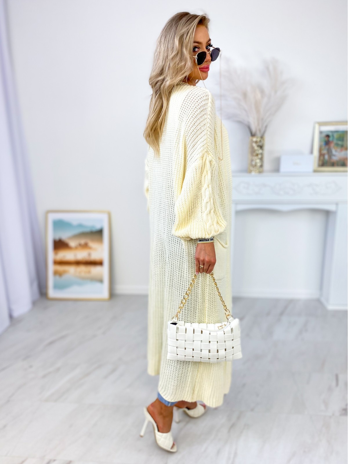 Sweter Long Merawar Kremowy Sweter Long Merawar Kremowy