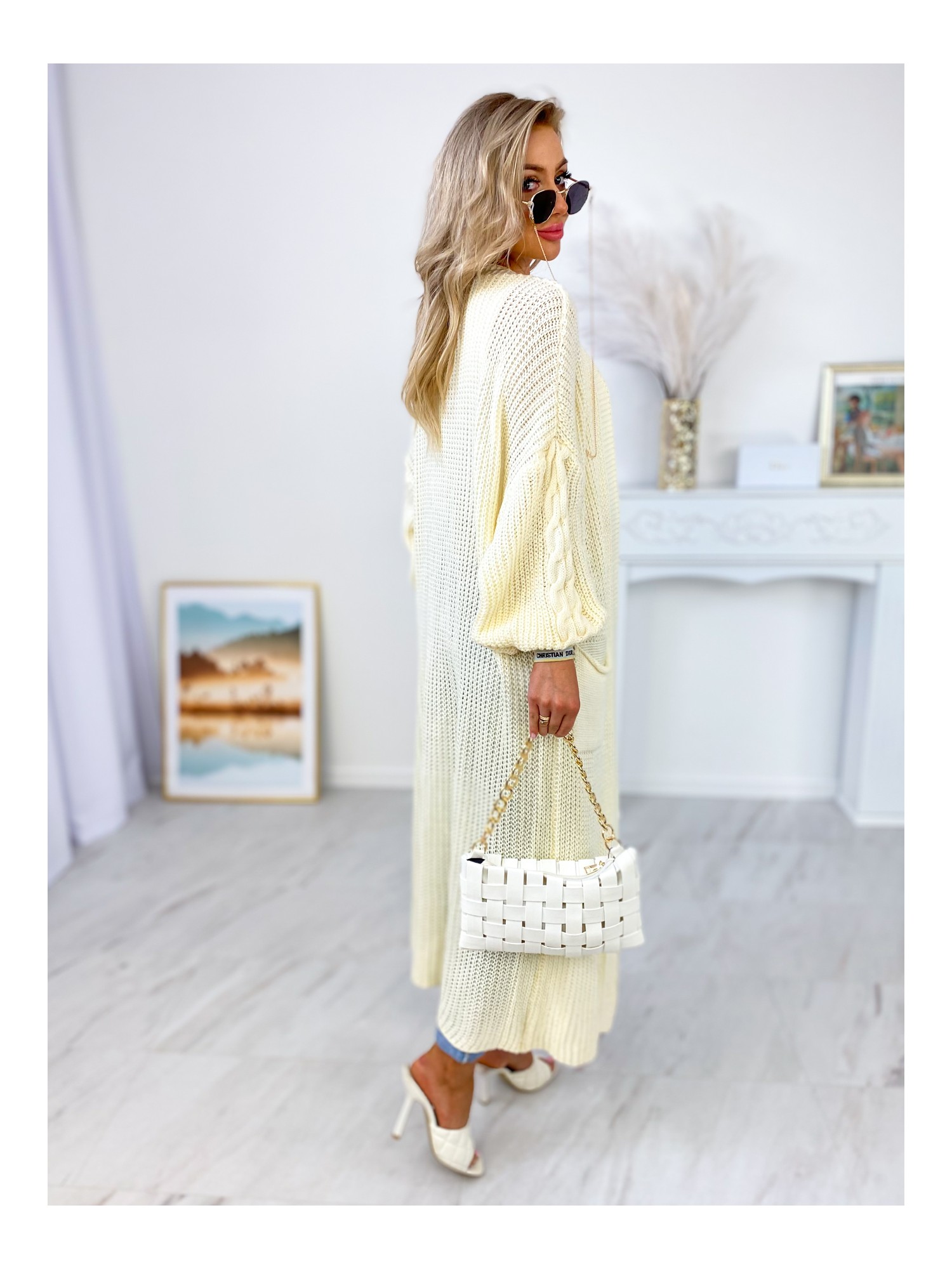 Sweter Long Merawar Kremowy Sweter Long Merawar Kremowy