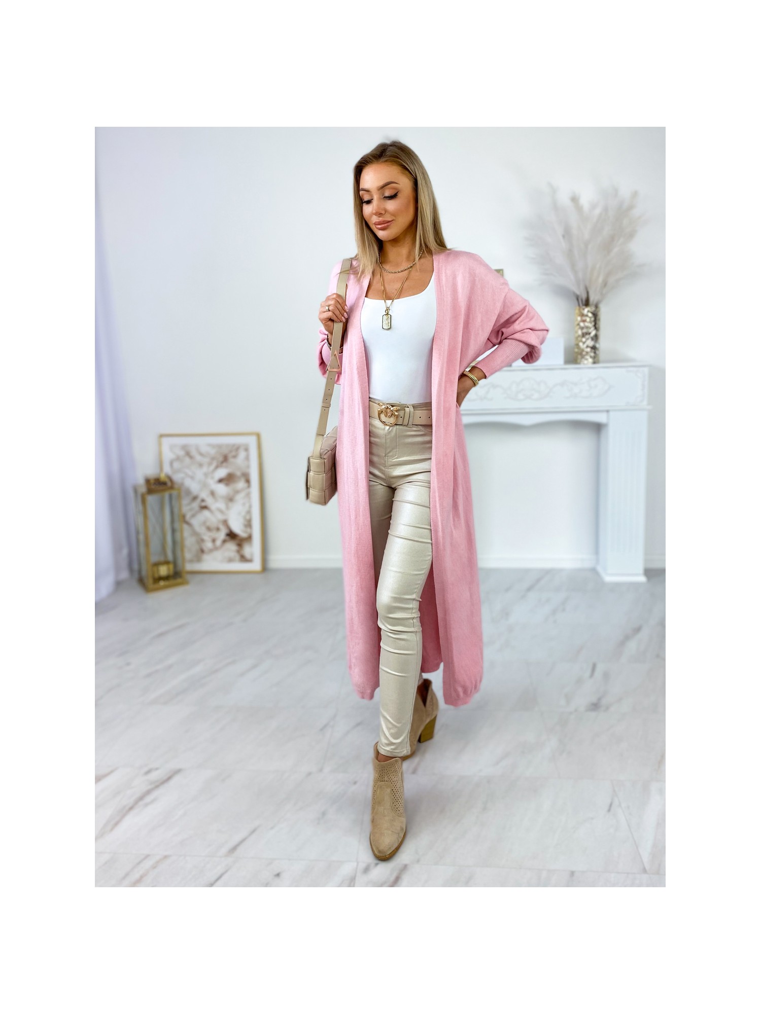 Sweter Long Avola Pudrowy Róż Sweter Long Avola Pudrowy Róż
