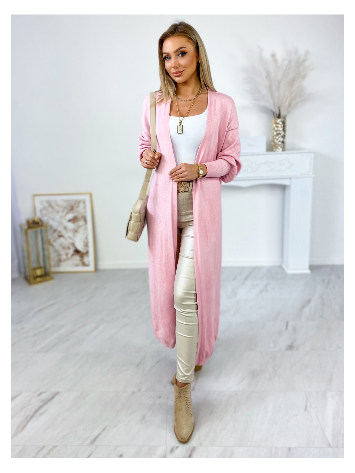 Sweter Long Avola Pudrowy Róż Sweter Long Avola Pudrowy Róż