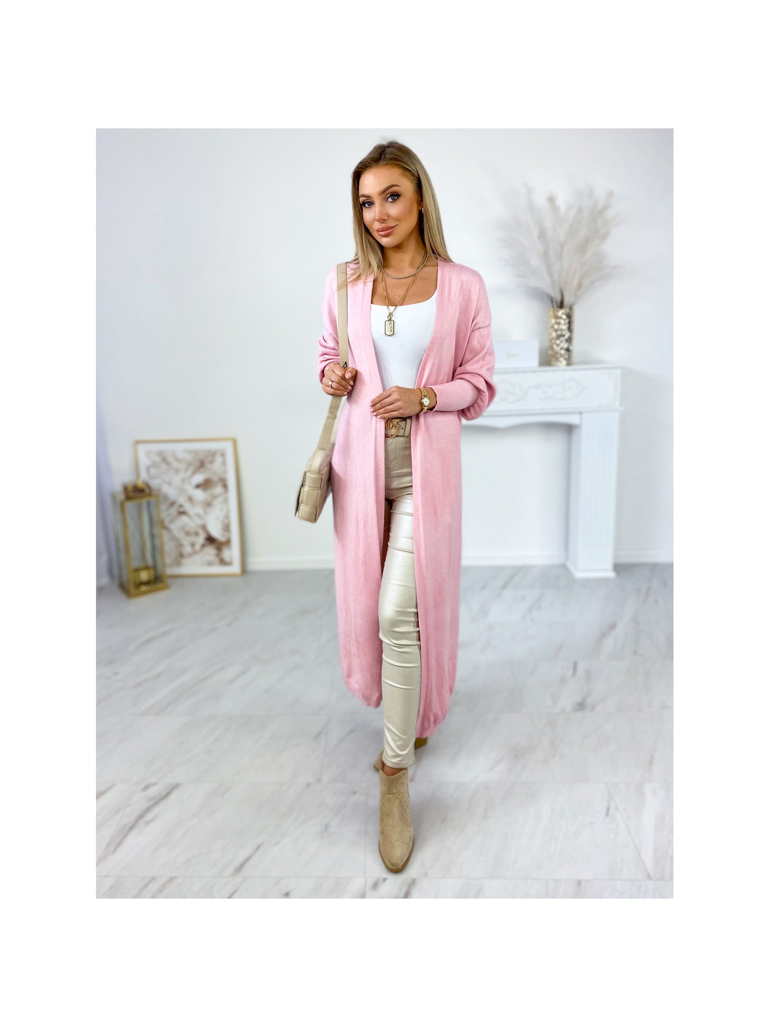 Sweter Long Avola Pudrowy Róż Sweter Long Avola Pudrowy Róż