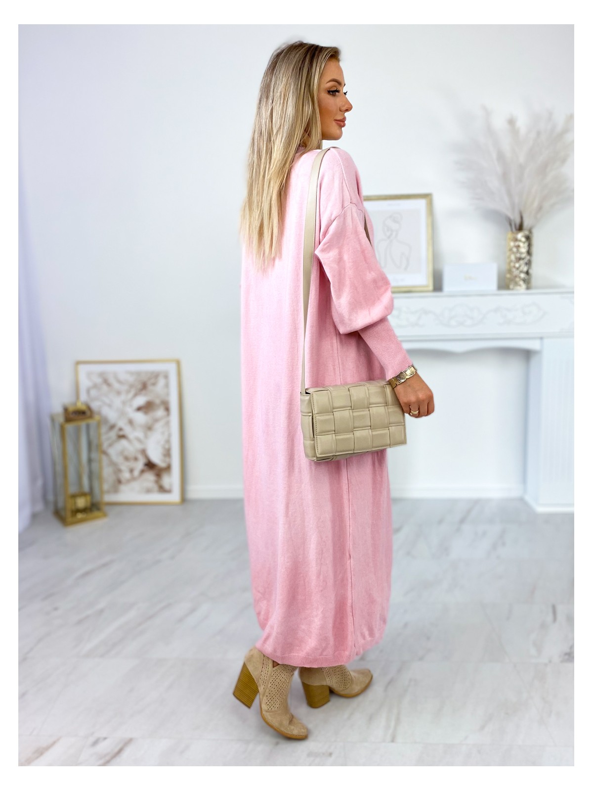 Sweter Long Avola Pudrowy Róż Sweter Long Avola Pudrowy Róż