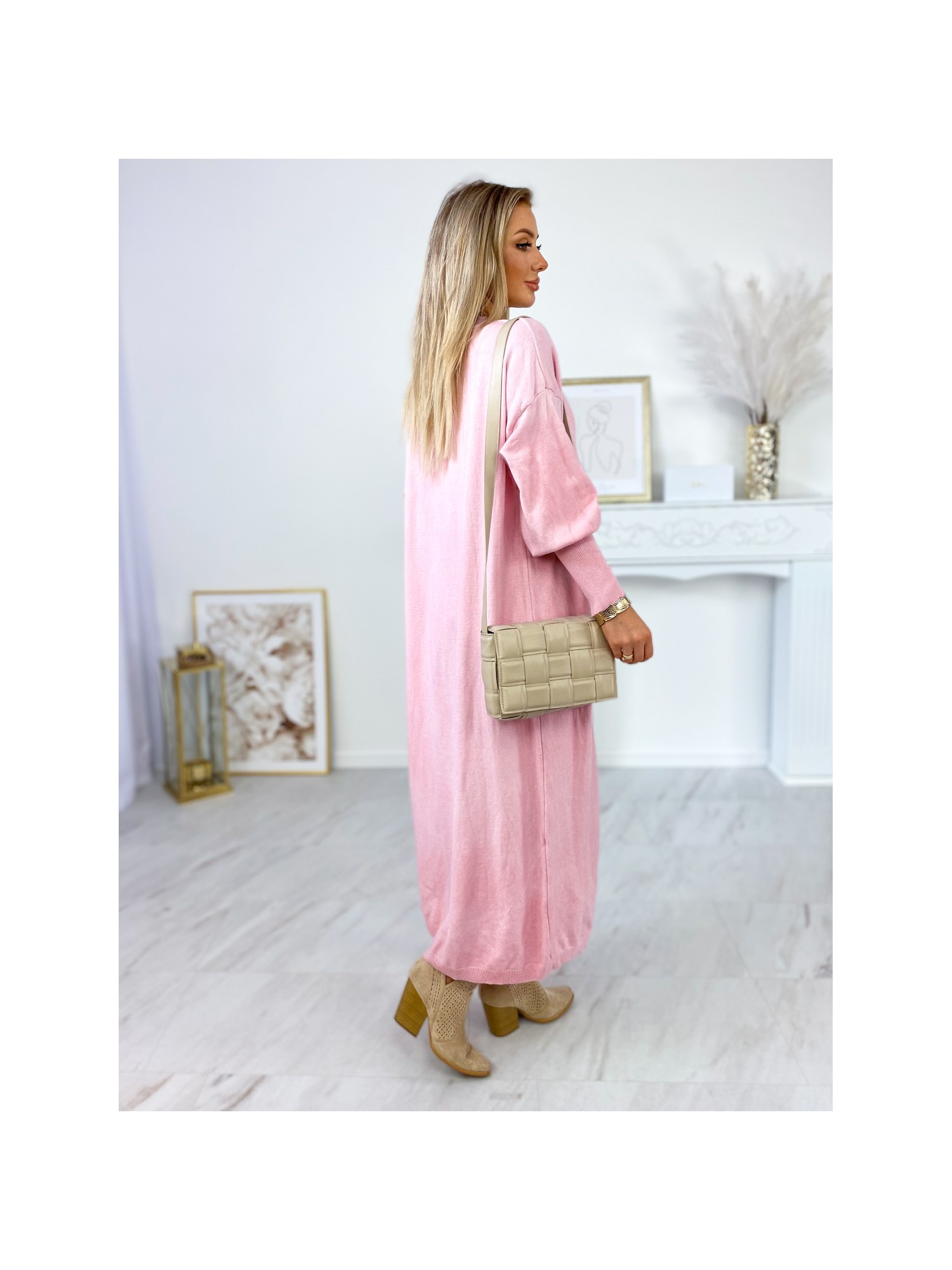 Sweter Long Avola Pudrowy Róż Sweter Long Avola Pudrowy Róż