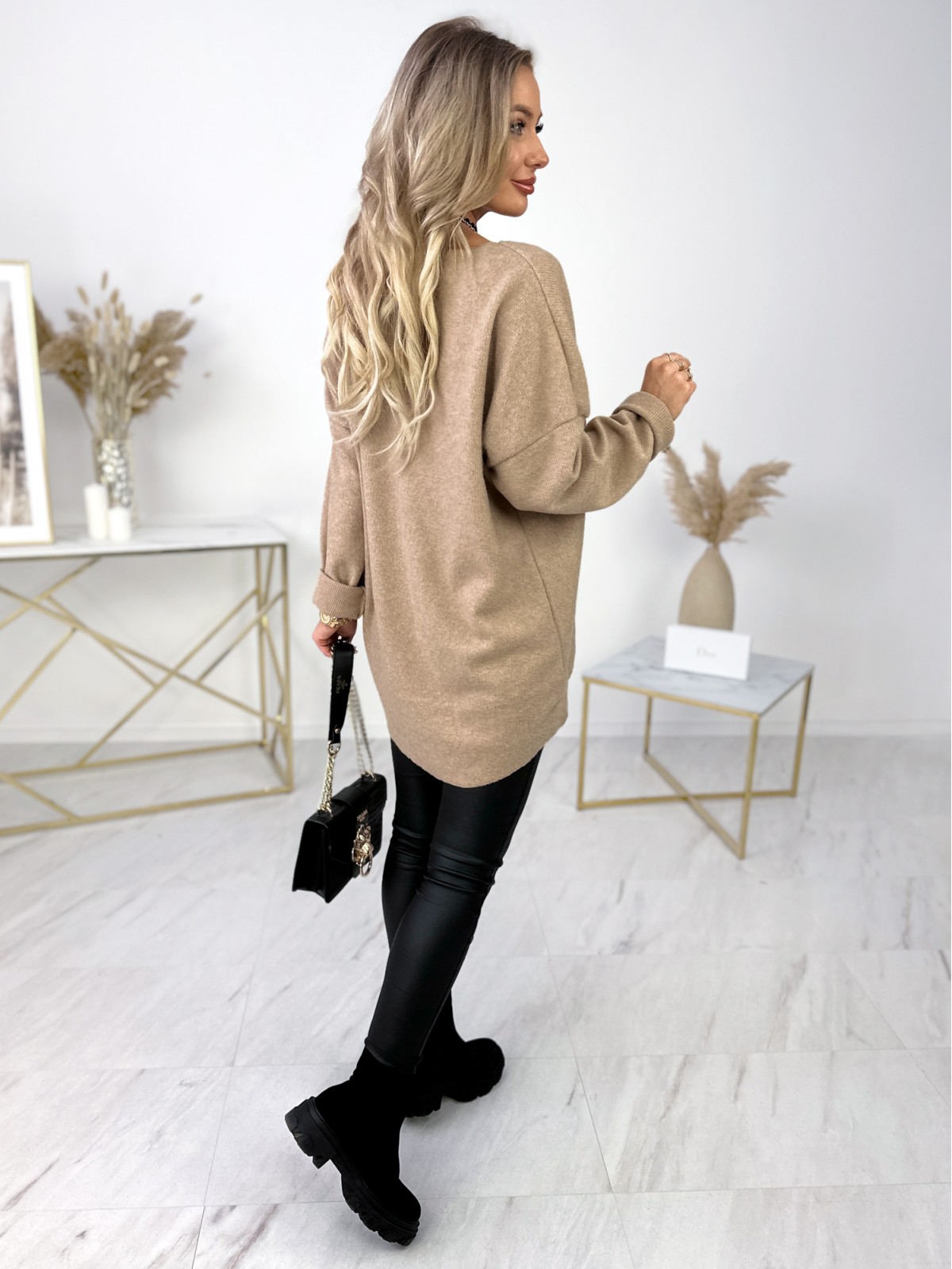 Sweter Long Marcelo Beżowy Sweter Long Marcelo Beżowy