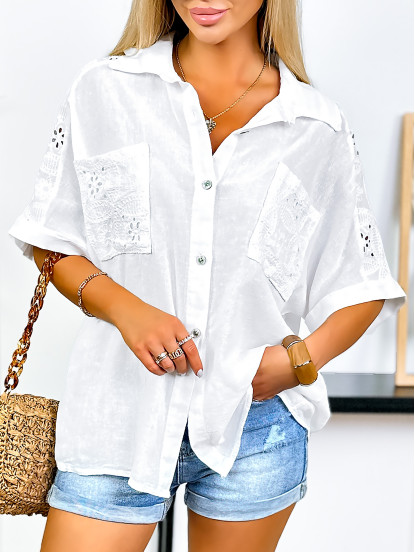 Bluzka Koszulowa Lesi Biała