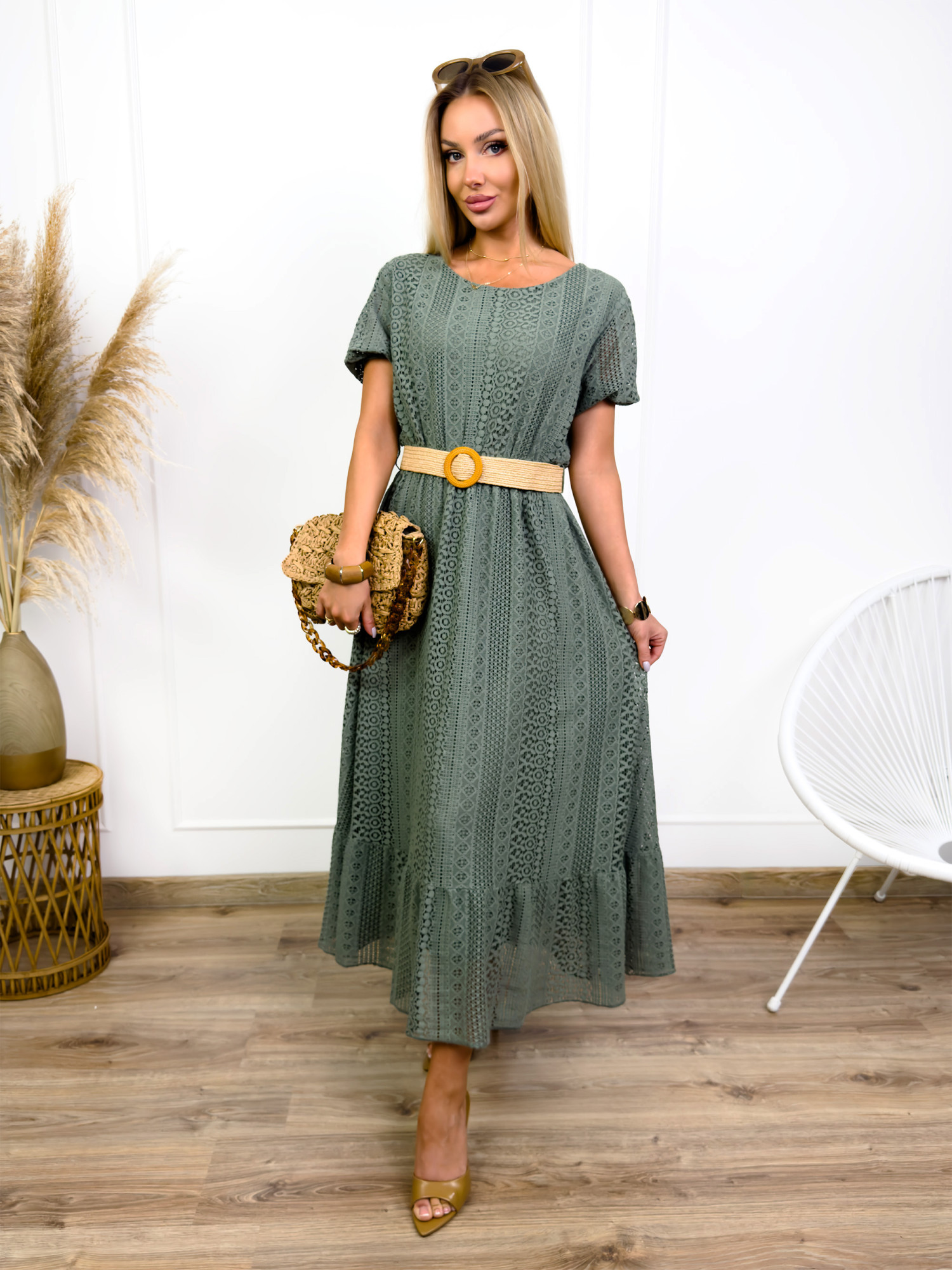 Sukienka Koronkowa Ramina Khaki
