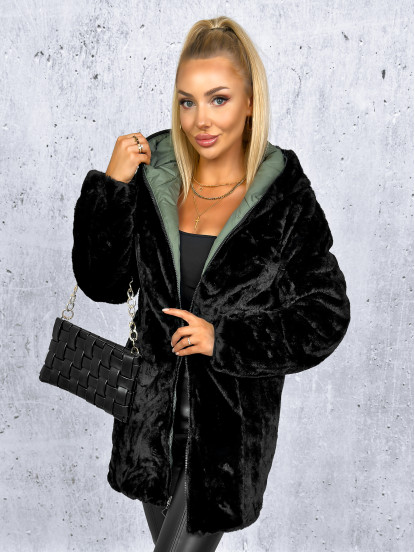 Kurtka Dwustronna Clarena Oliwkowo-Czarna