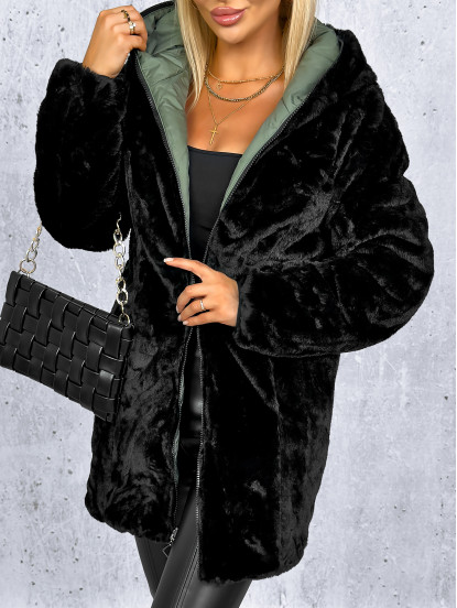 Kurtka Dwustronna Clarena Oliwkowo-Czarna