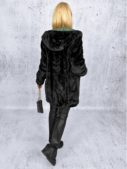 Kurtka Dwustronna Clarena Oliwkowo-Czarna