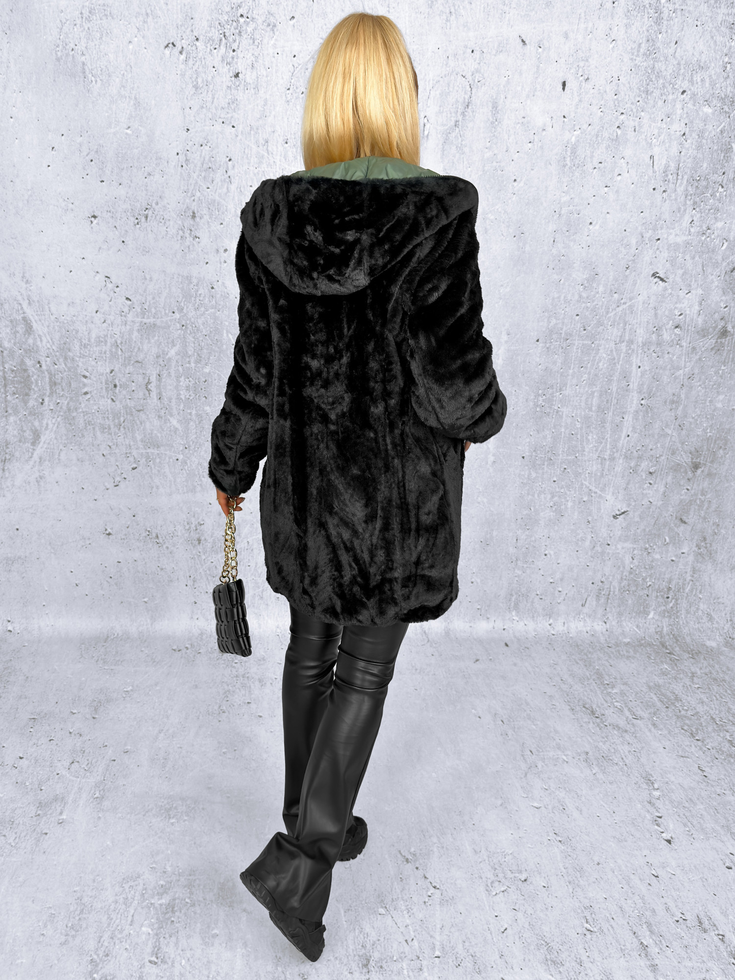 Kurtka Dwustronna Clarena Oliwkowo-Czarna