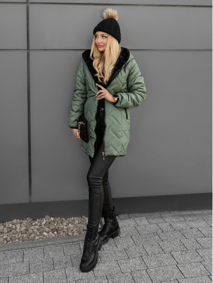 Kurtka Dwustronna Clarena Oliwkowo-Czarna