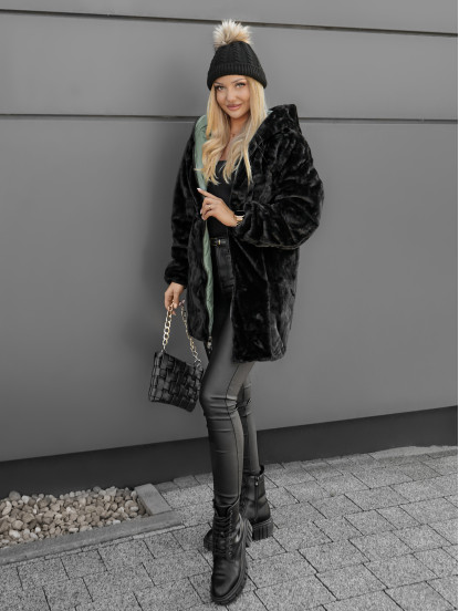 Kurtka Dwustronna Clarena Oliwkowo-Czarna