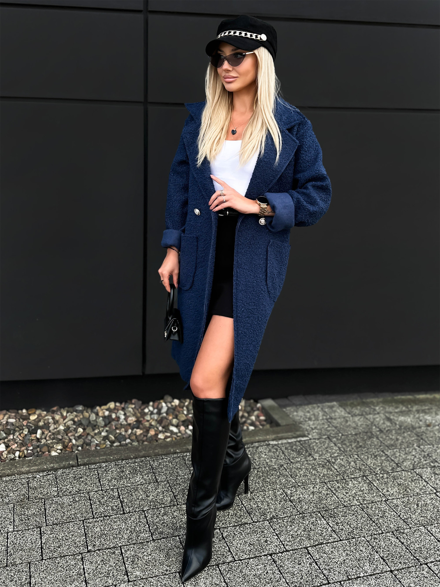 Płaszcz Beverly Granatowy Płaszcz Beverly Granatowy
