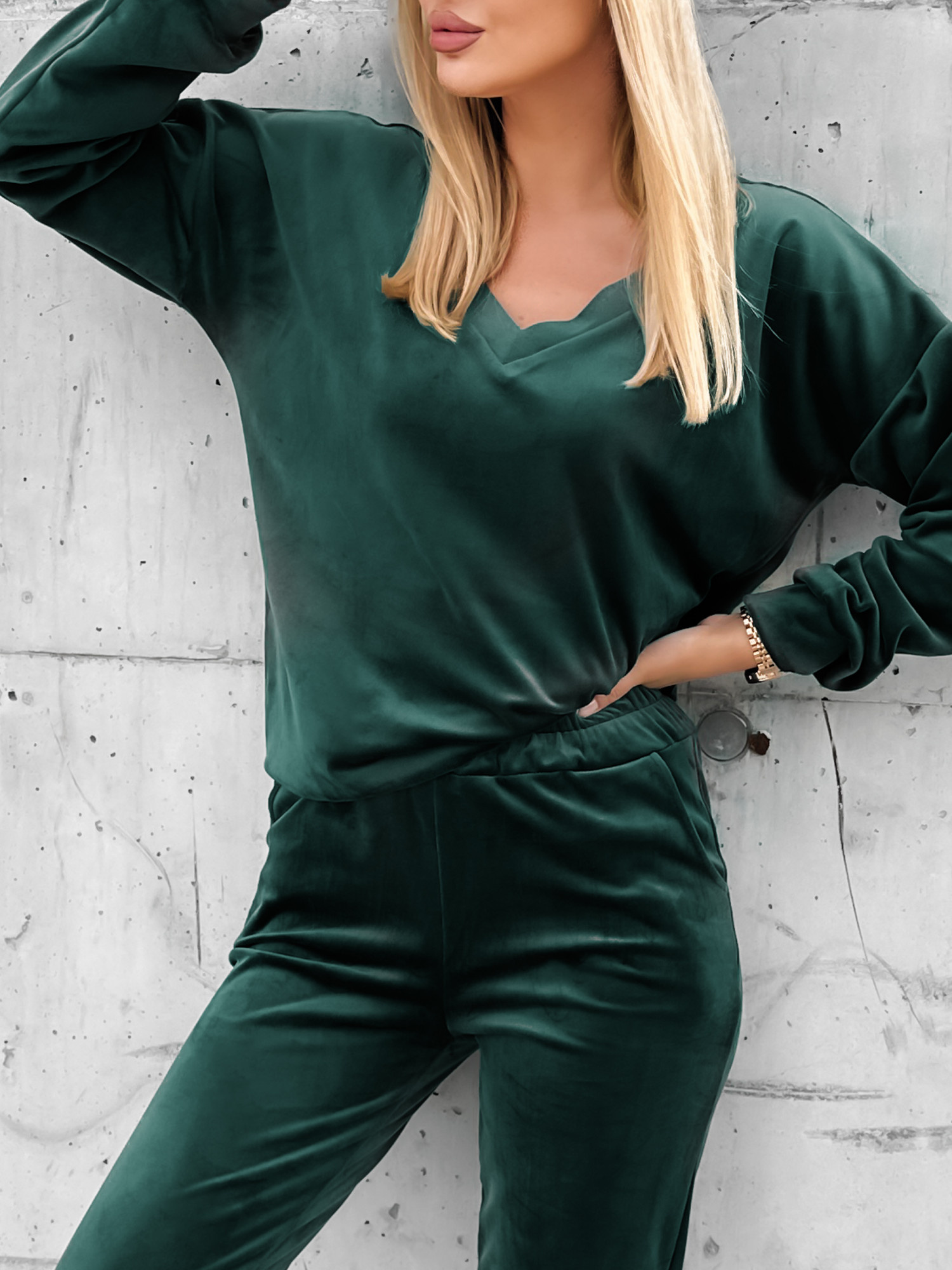 Dres Candy Welurowy Butelkowa Zieleń Dres Candy Welurowy Butelkowa Zieleń
