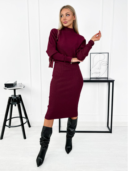 Komplet Sweterkowy Cerezo Bordowy