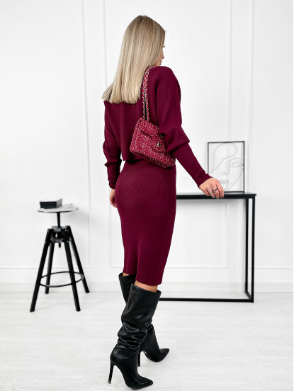 Komplet Sweterkowy Cerezo Bordowy