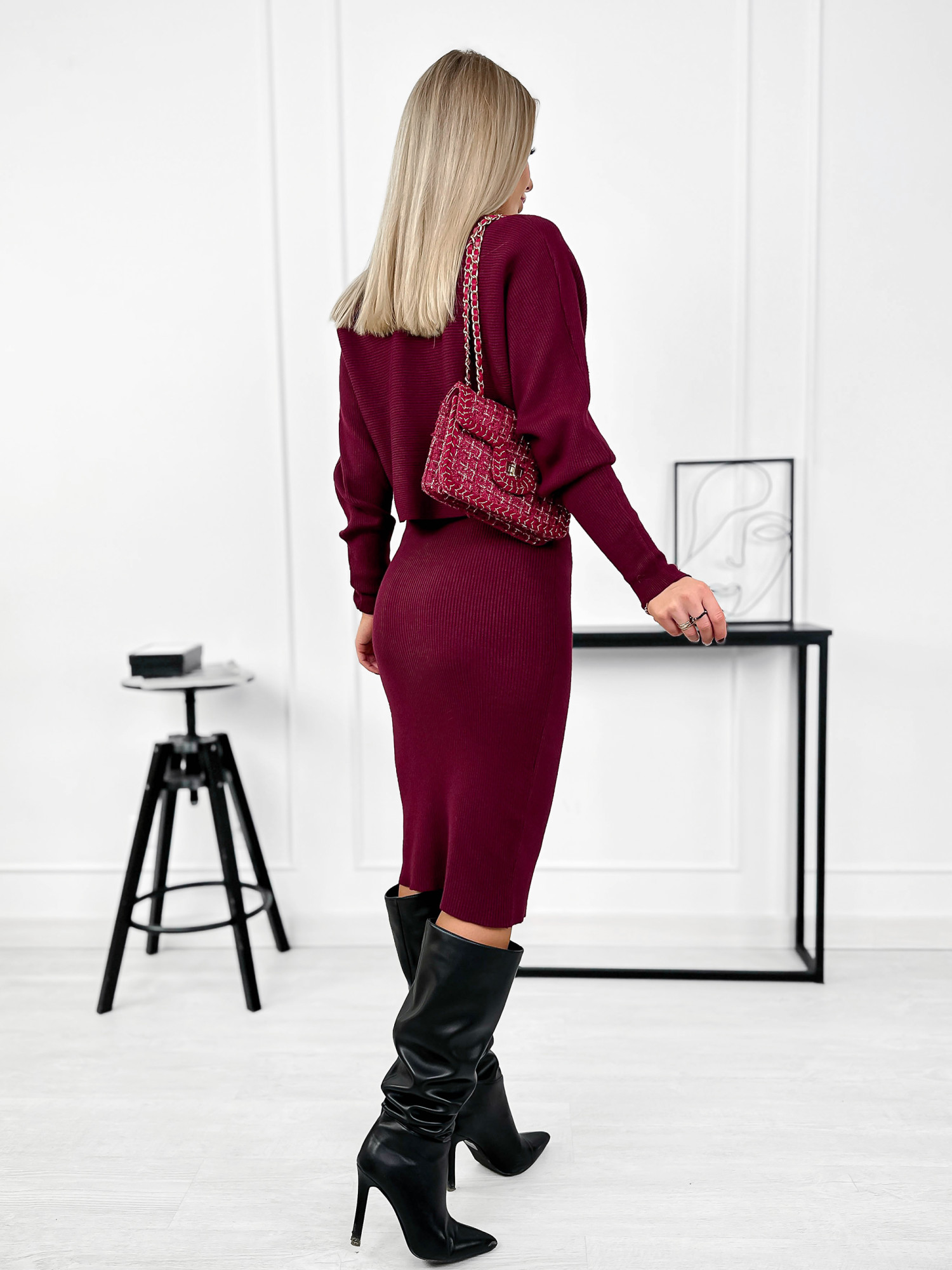 Komplet Sweterkowy Cerezo Bordowy