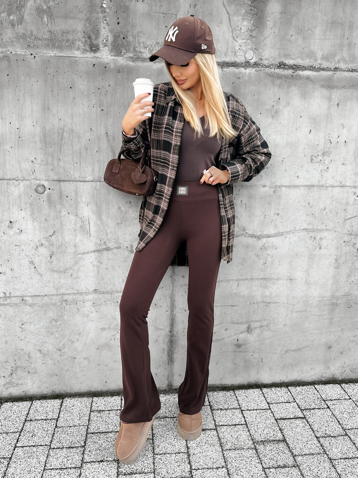 Legginsy Dzwony Rimini Czekoladowy Brąz