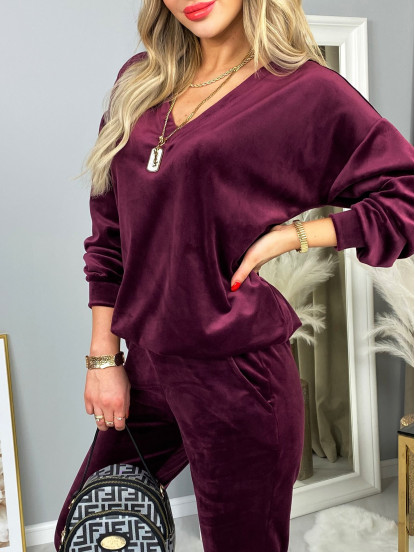 Dres Candy Welurowy Bordowy