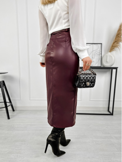 Spódnica Aretusa Eko Skóra Bordowa Spódnica Aretusa Eko Skóra Bordowa