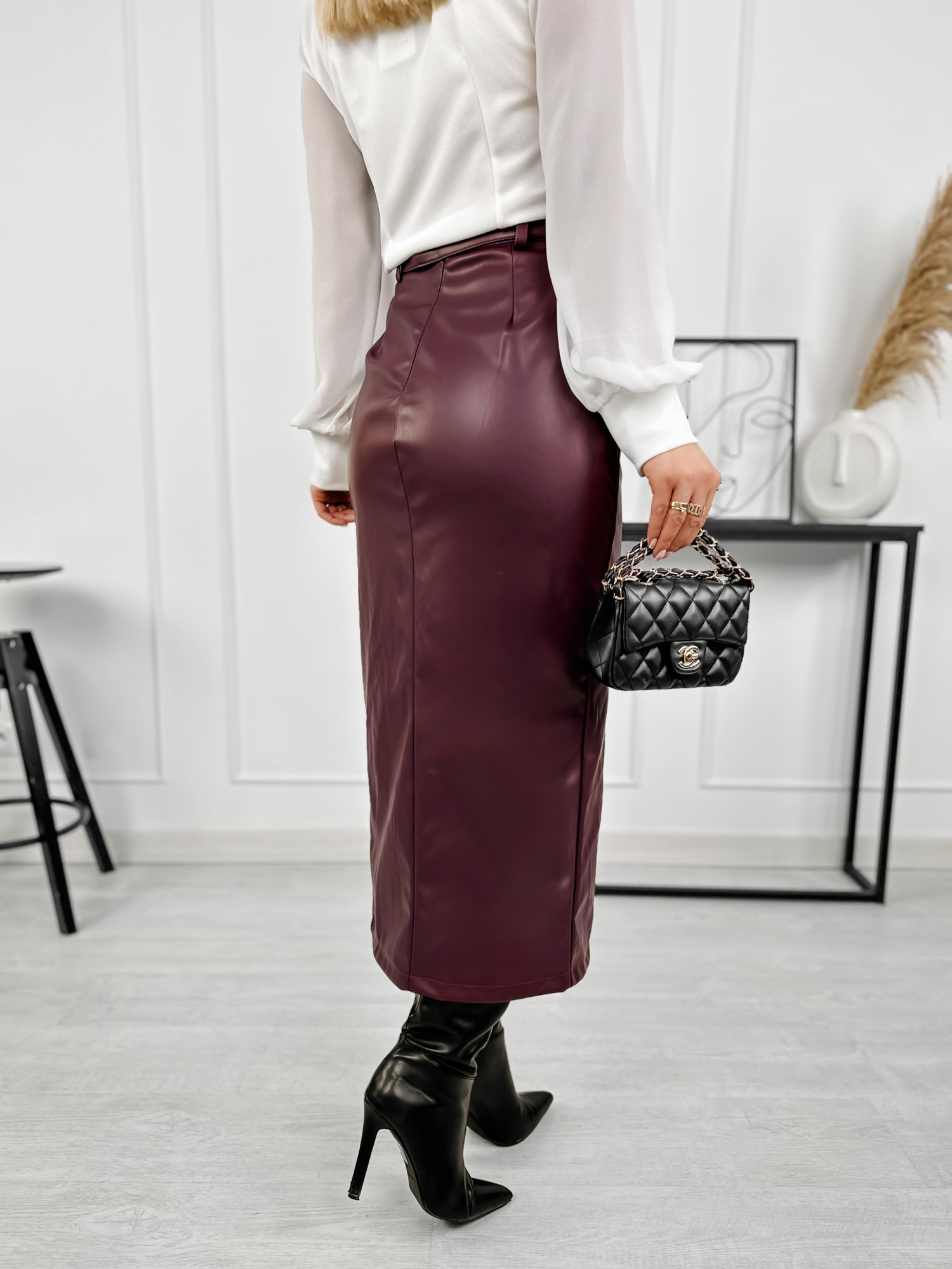 Spódnica Aretusa Eko Skóra Bordowa Spódnica Aretusa Eko Skóra Bordowa