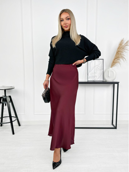 Spódnica Satynowa Ragusa Bordowa