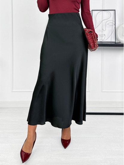 Spódnica Satynowa Ragusa Czarna Spódnica Satynowa Ragusa Czarna