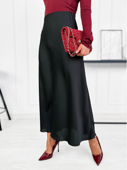 Spódnica Satynowa Ragusa Czarna