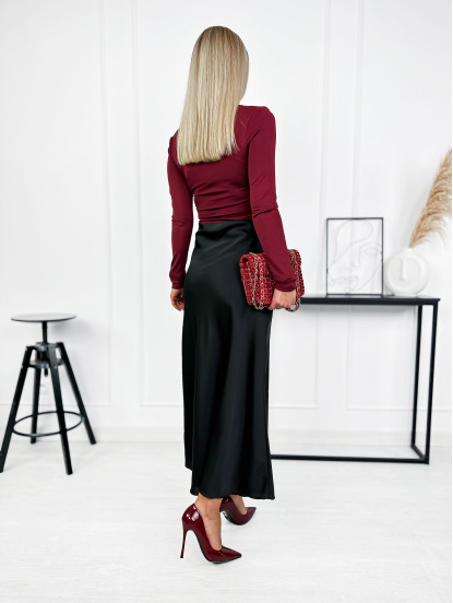 Spódnica Satynowa Ragusa Czarna Spódnica Satynowa Ragusa Czarna