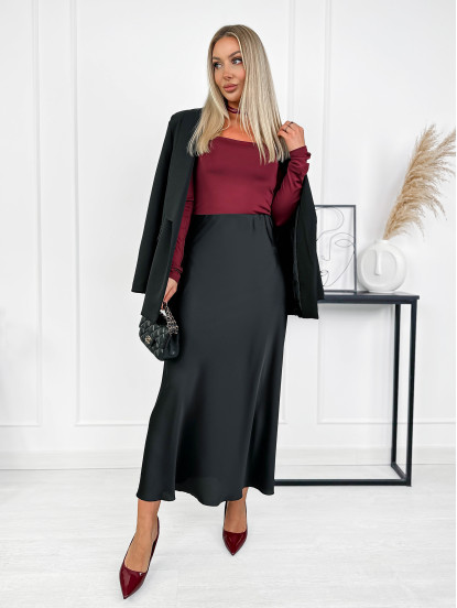 Spódnica Satynowa Ragusa Czarna Spódnica Satynowa Ragusa Czarna