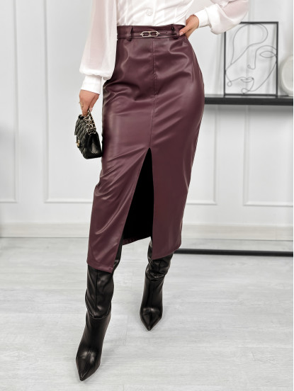 Spódnica Aretusa Eko Skóra Bordowa