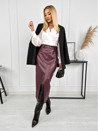 Spódnica Aretusa Eko Skóra Bordowa Spódnica Aretusa Eko Skóra Bordowa