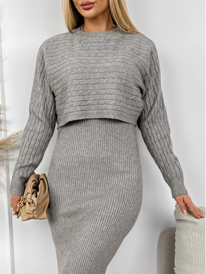 Komplet Sweterkowy Enna Szary