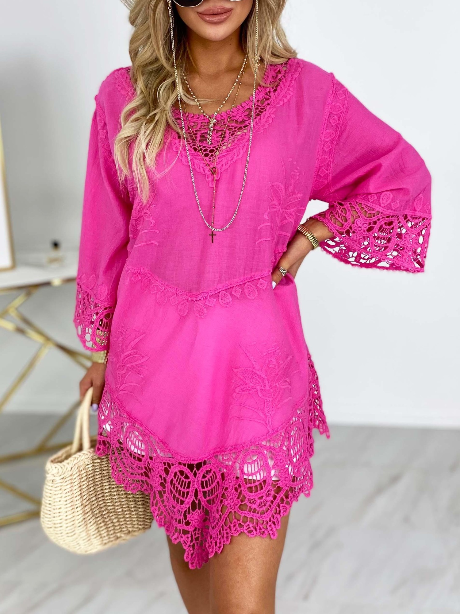 Tunika Boho Coral Różowa Tunika Boho Coral Różowa