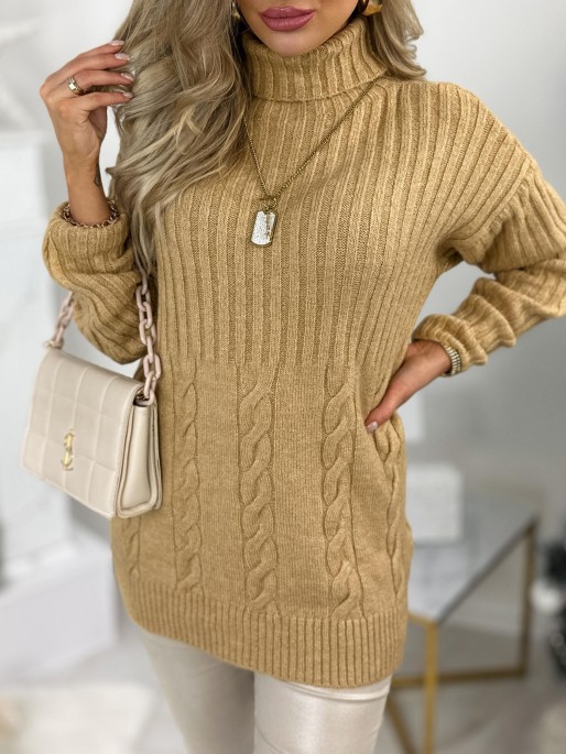 Sweter z Golfem Lippi Camelowy