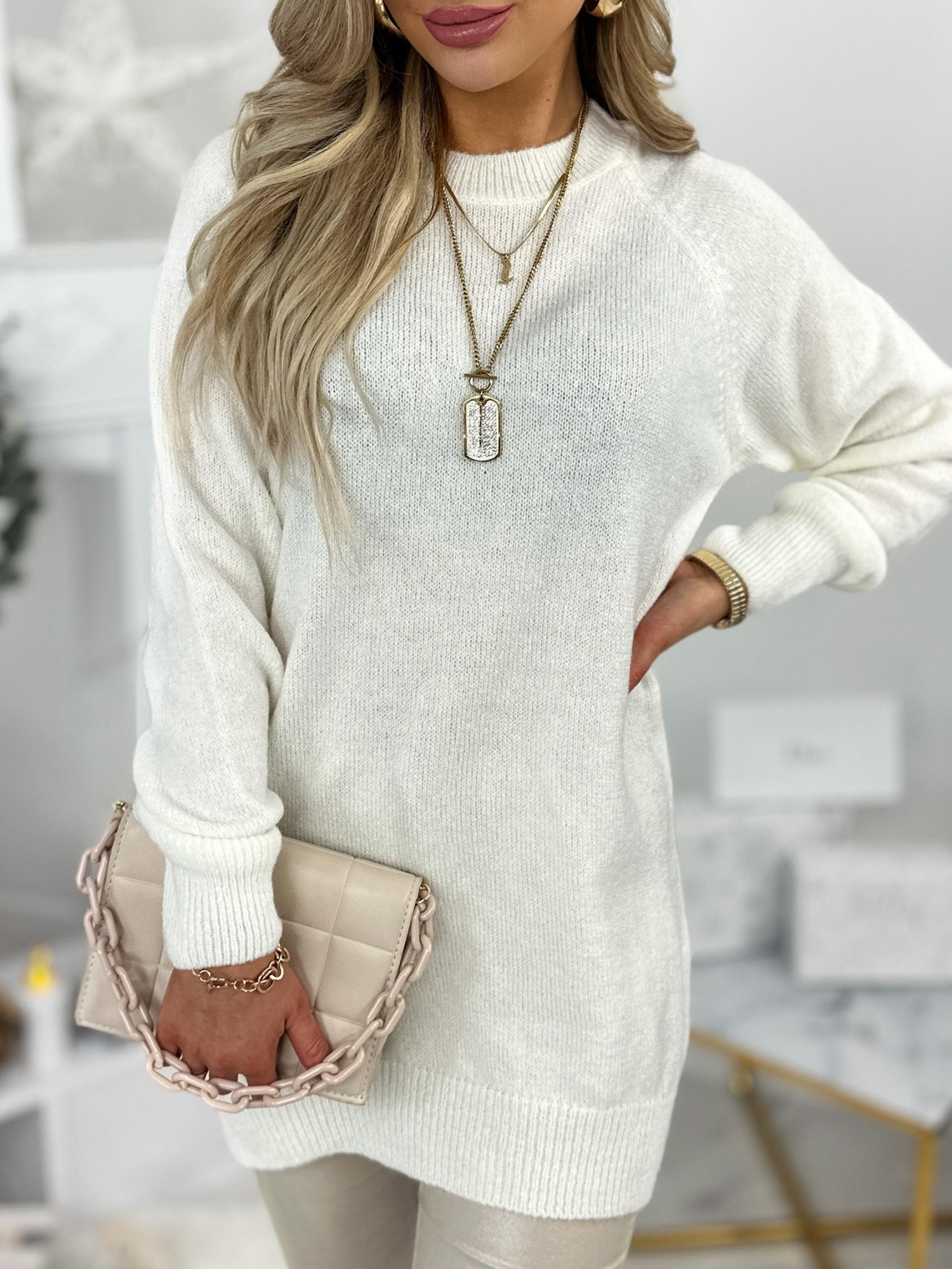 Sweter Agustii Biały Sweter Agustii Biały