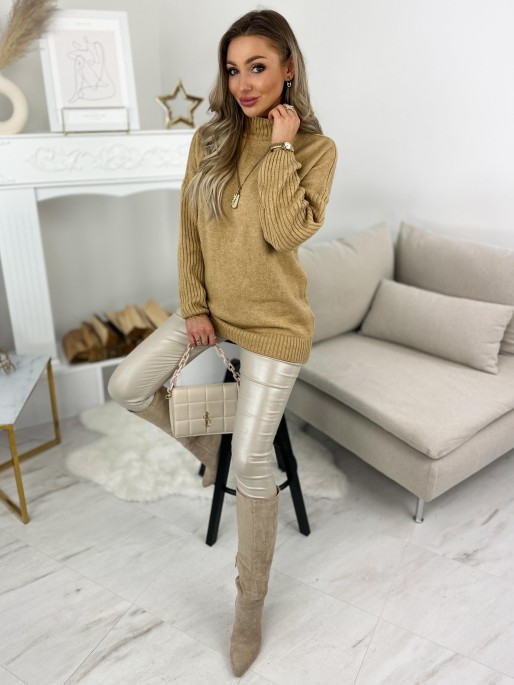 Sweter z Golfem Grande Beżowy Sweter z Golfem Grande Beżowy