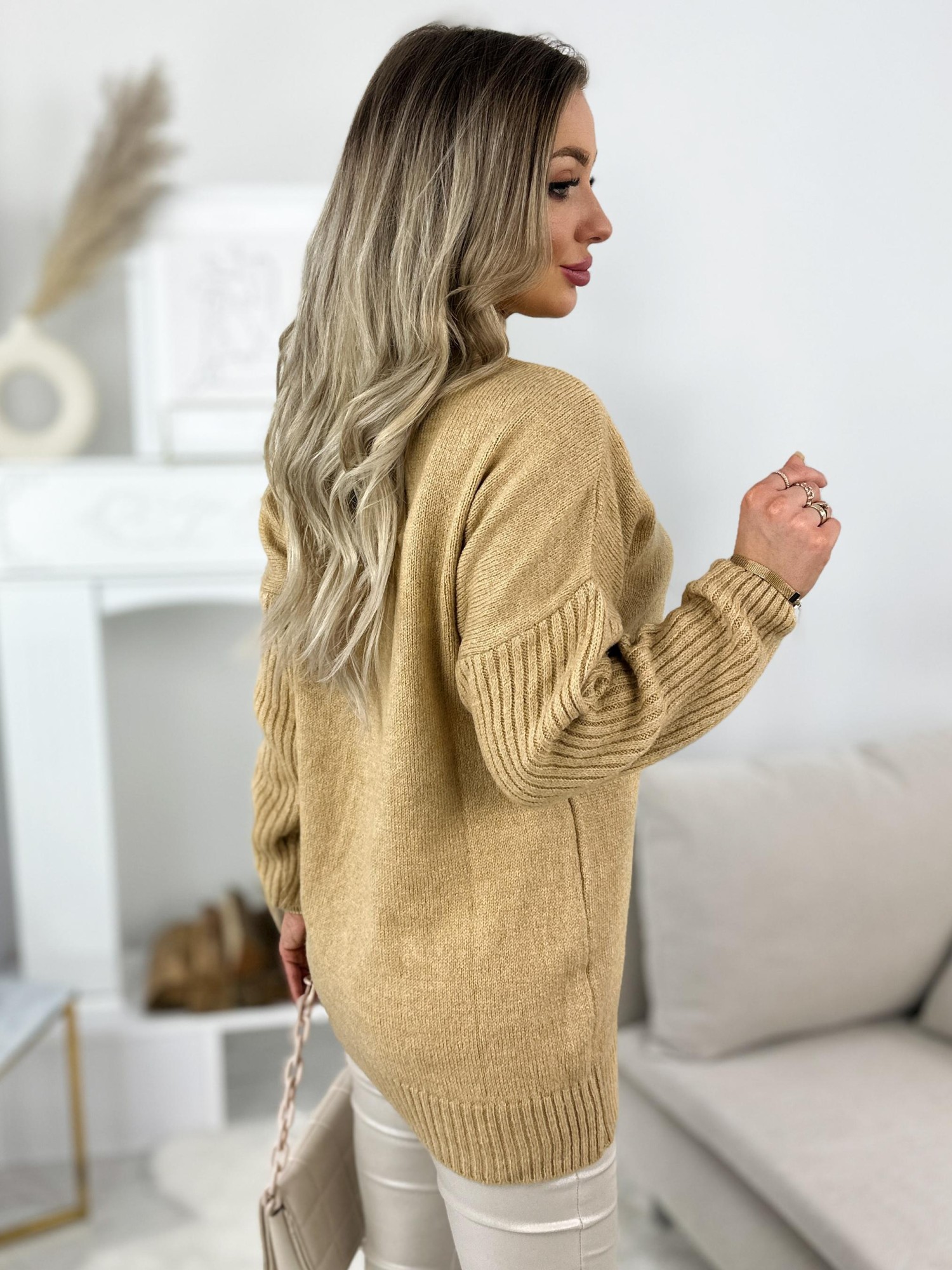 Sweter z Golfem Grande Beżowy Sweter z Golfem Grande Beżowy