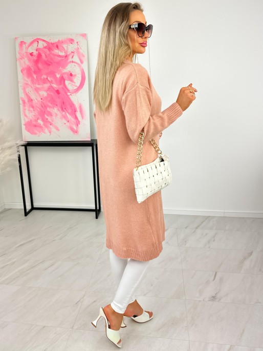 Sweter Kardigan Cari Pudrowy Róż Sweter Kardigan Cari Pudrowy Róż