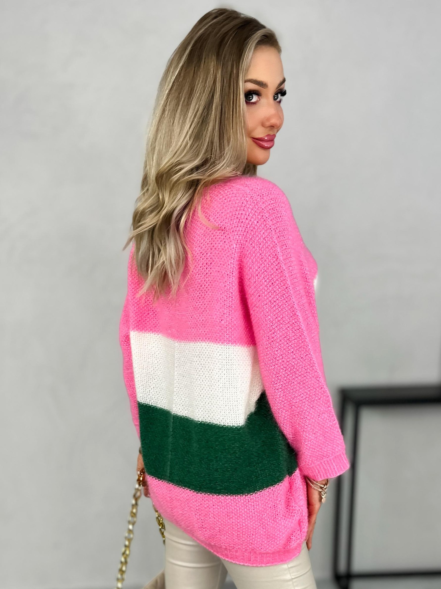 Sweter Espania Stripes Różowy Sweter Espania Stripes Różowy