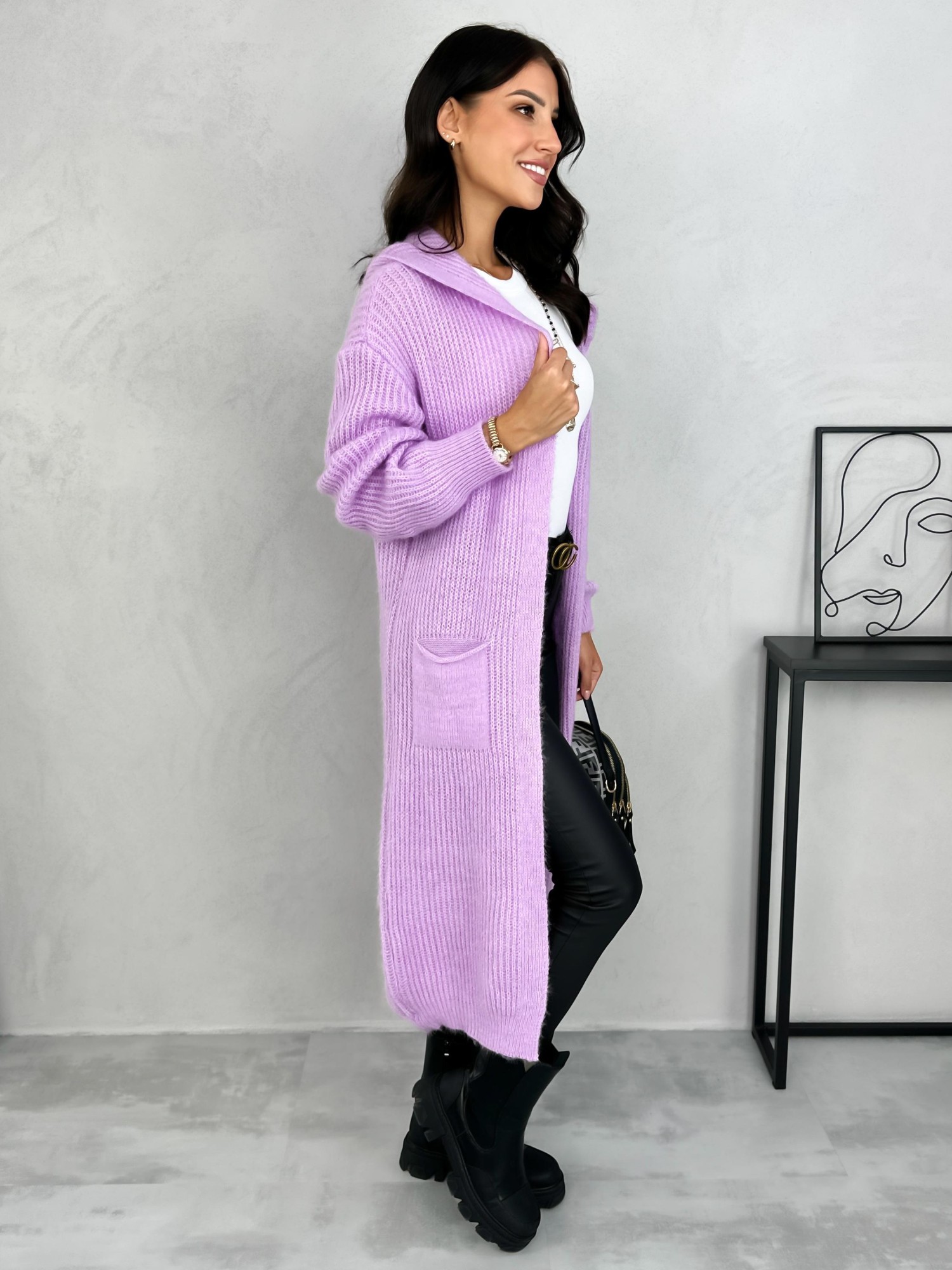 Sweter Kardigan Sareti Lawendowy Sweter Kardigan Sareti Lawendowy
