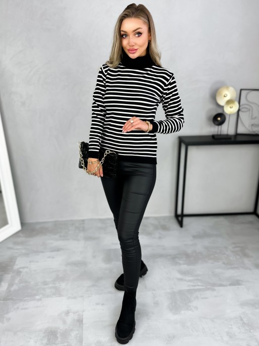 Sweter z Golfem Aprico Czarno-Biały Sweter z Golfem Aprico Czarno-Biały