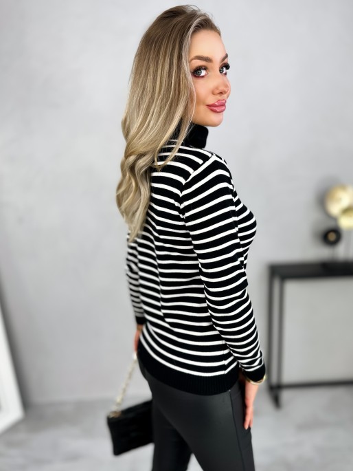 Sweter z Golfem Aprico Czarno-Biały Sweter z Golfem Aprico Czarno-Biały